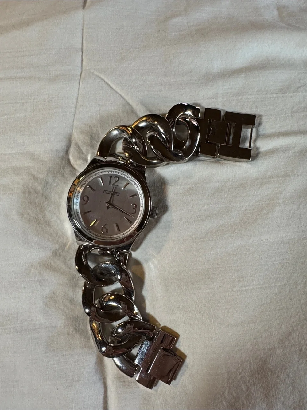 RJ Graziano Watch Womens 8” Wrist Silver Chain-Link Unisex Watch